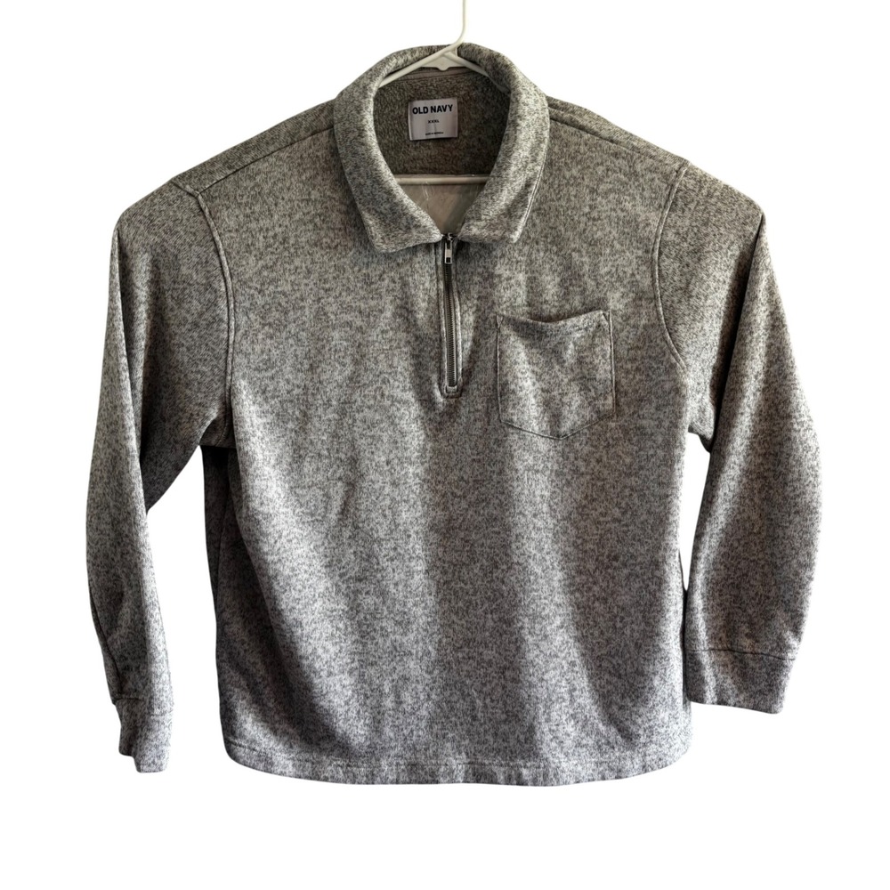 Old Navy Jacket Mens XXXL Heather Gray 1/4 Zip Fleece Pullover Sweater Pocket